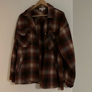 She + Sky Red Plaid Shaket